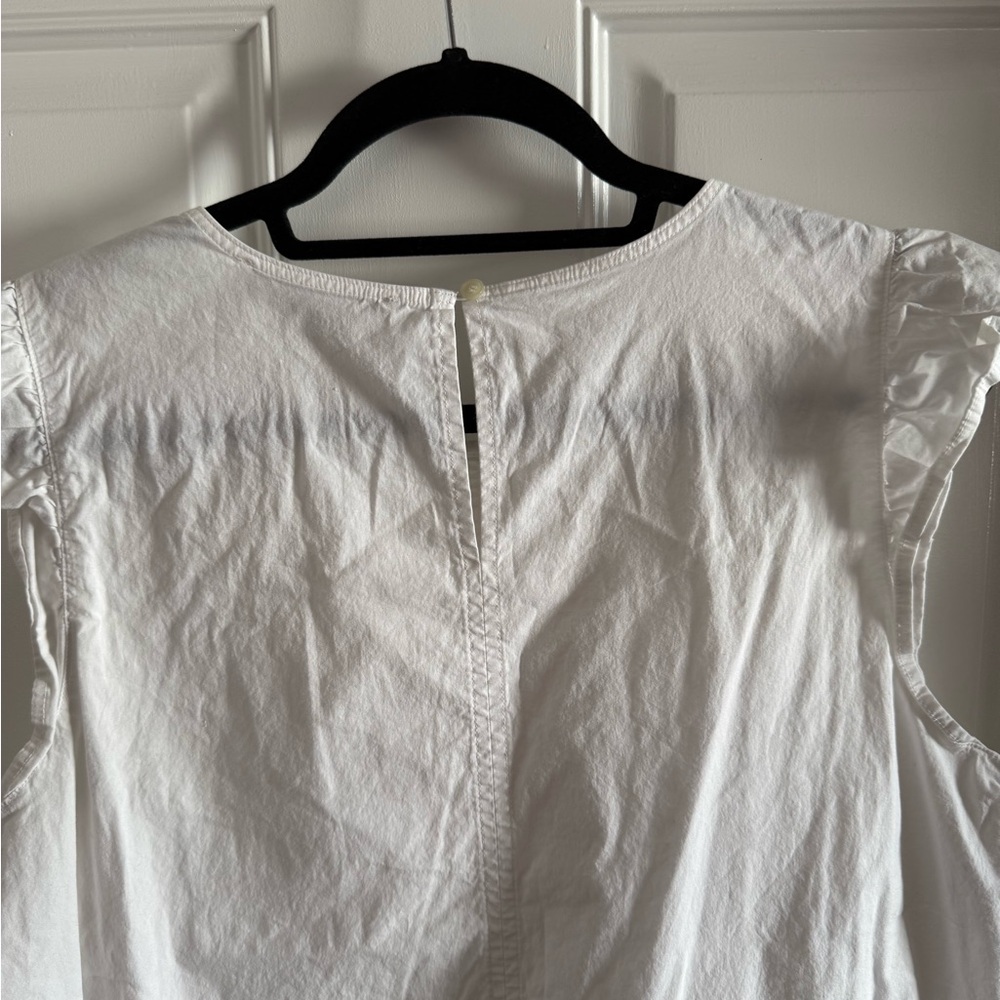 LOFT White Sleeveless Cotton Ruffle Sleeve Top - Picture 4 of 4